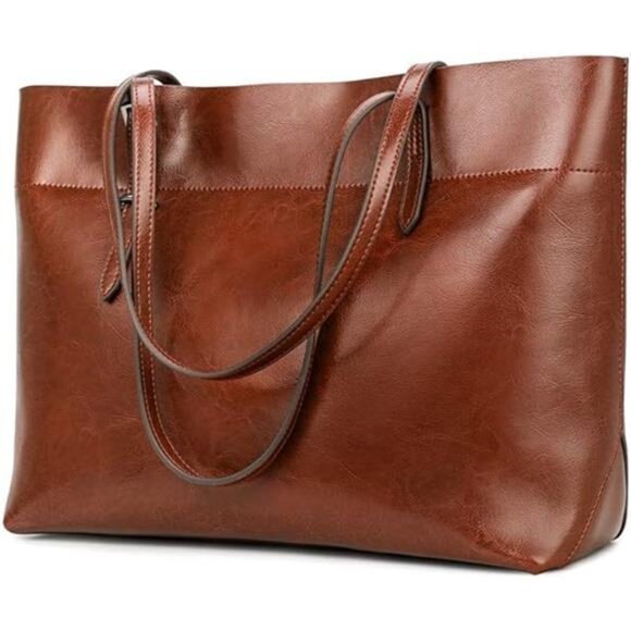 Vintage Genuine Leather Tote Shoulder Bag for Women Satchel Handbag